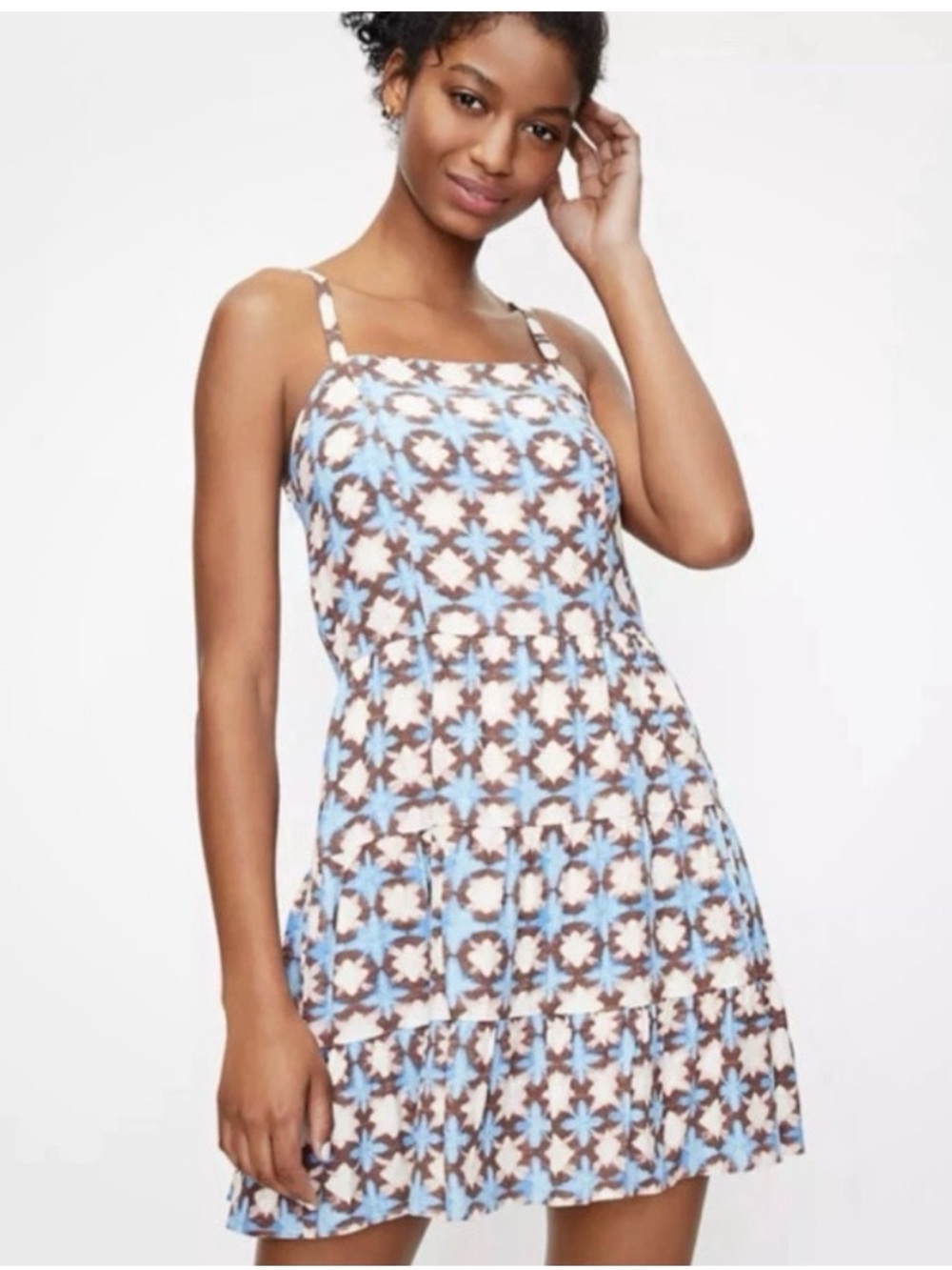 LOFT Blue & Brown Floral Mini Sundress